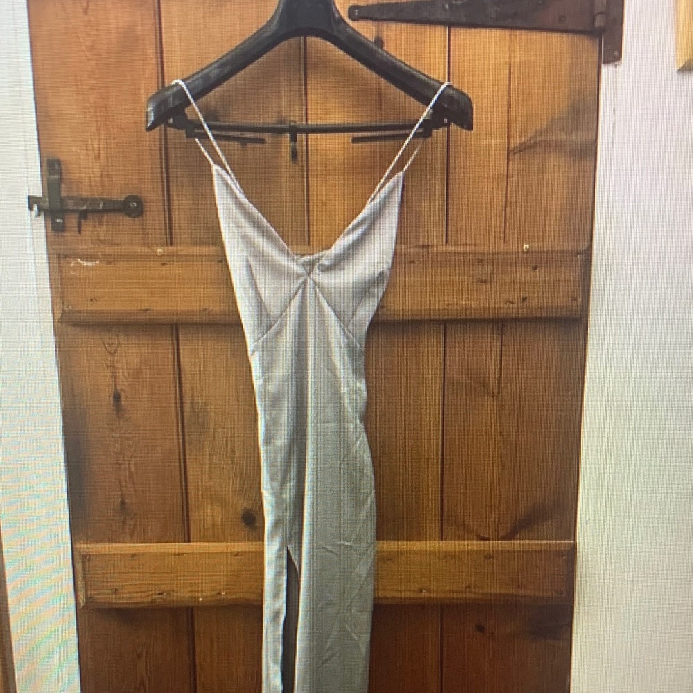 Nasty Gal Silver Mini Slip Dress